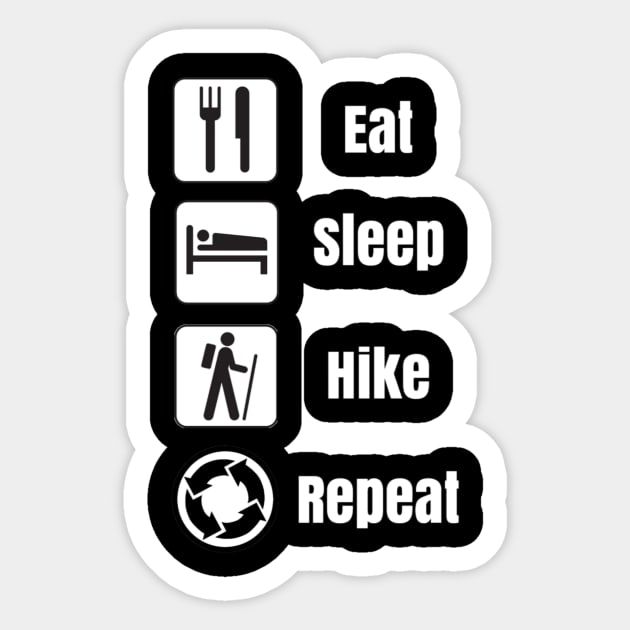 Eat Sleep Hike Repeat Sticker by GMAT